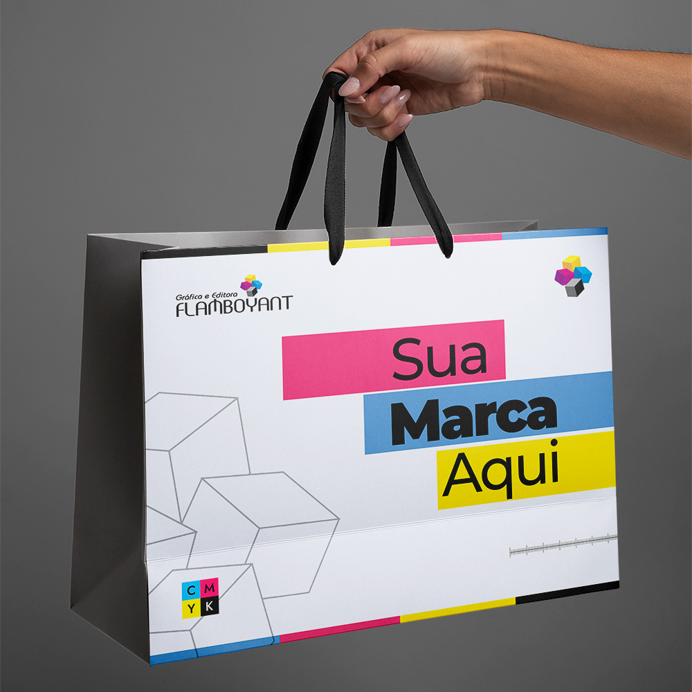 Sacola tamanho G com alça de fita premium